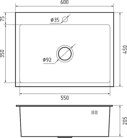 Кухонная мойка GRANFEST METAL 6045 PVD graphite