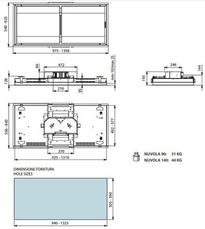 Вытяжка FALMEC NUVOLA isola 90 wh (без мотора) (CNUI90.E1P2#ZZZB400F)