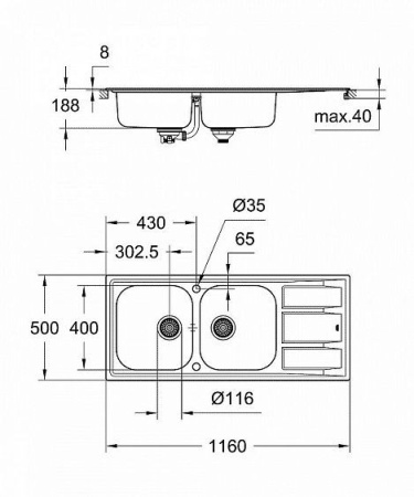 Кухонная мойка GROHE K400 31587SD0