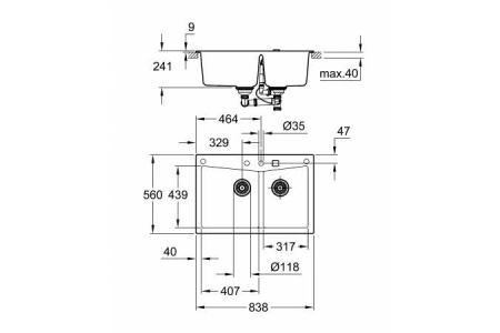 Кухонная мойка GROHE K700 черный гранит 31657AP0