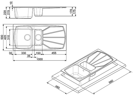 Кухонная мойка SMEG lse1015a-2