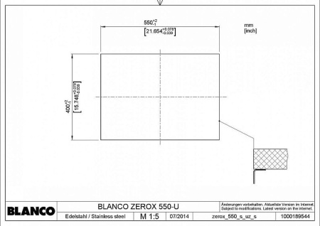 Мойка BLANCO 521591 BLANCO ZEROX 550-U нерж. сталь зеркальная полировка