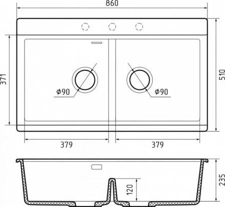 Кухонная мойка RIVELATO FONDE 8638-2 Titanio