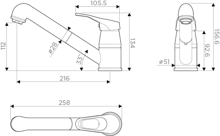Смеситель OMOIKIRI Tateyama-S-PA/латунь/гранит/пастила 4994173