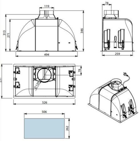 Вытяжка FALMEC BUILT-IN BURANO 50 BK CBIN50.E9P2#ZZZN460F