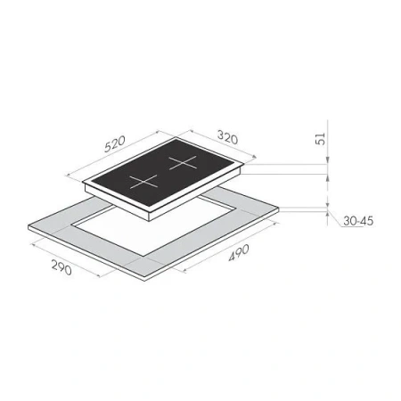 Газовая поверхность MAUNFELD mghg.32.21b_black glass (чёрное стекло+вставка)