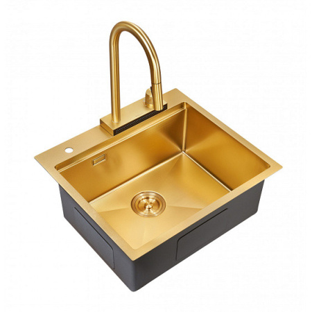 Кухонная мойка MILACIO Denia 57 Steel MC.77408 золото