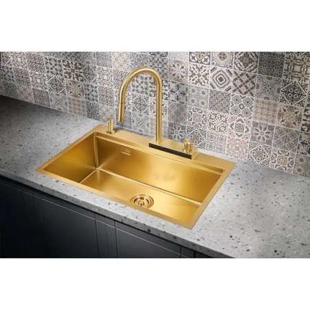 Кухонная мойка MILACIO Denia 75 Steel MC.77428 золото