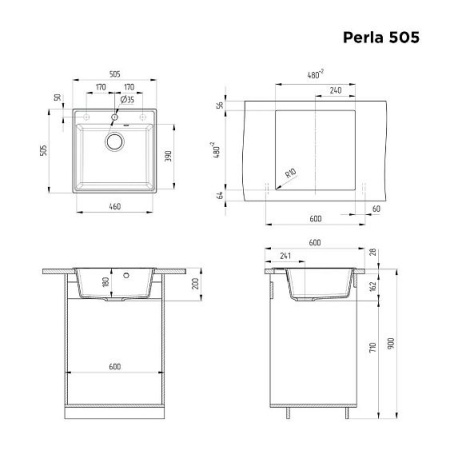 Кухонная мойка MAUNFELD Perla 505 MFQS-505LBG светло-бежевый