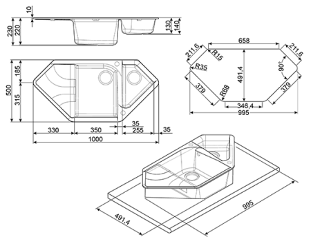 Кухонная мойка SMEG lsec102av-2
