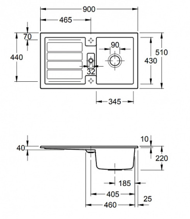 Кухонная мойка Villeroy&Boch Flavia 50 330502i4 Graphite
