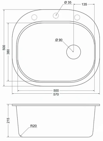 Кухонная мойка EMAR EMQ-1570.C антрацит