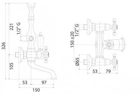 Смеситель CEZARES GOLF-VD-01-Bi хром/ручки белые