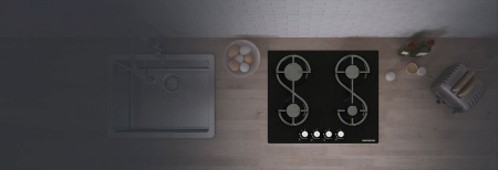 Встраиваемая газовая варочная панель Remenis REM-2154 black