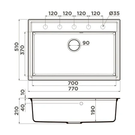 Кухонная мойка OMOIKIRI Daisen 77-ES (4997490)