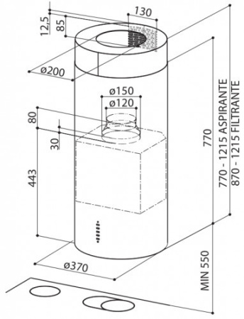 Вытяжка FABER 110.0332.308 FABER CYLINDRA IS./4 EV8 X A37