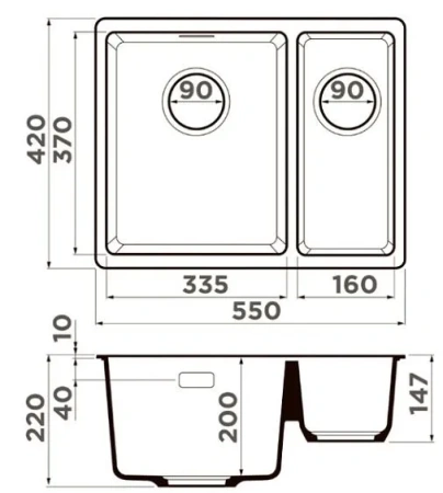 Кухонная мойка OMOIKIRI Kata 55-2-U-WH (4997526)