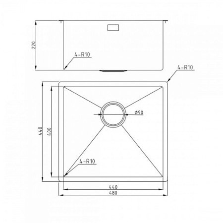 Кухонная мойка MILACIO Denia 48 Steel MC.77440 нержавеющая сталь