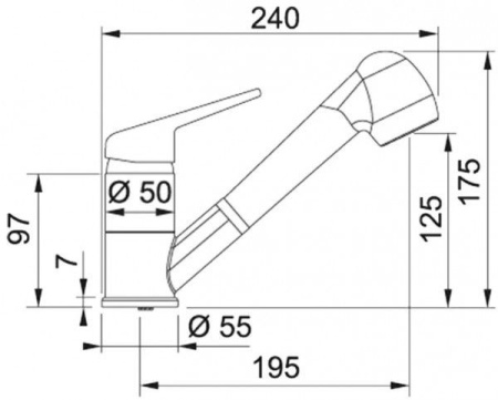 Смеситель FRANKE 115.0470.666 FRANKE NOVARA PLUS,миндаль,с выдвижным шлангом