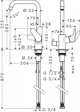 Смеситель HANSGROHE Focus E 2 31823000