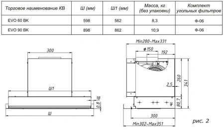 Вытяжка FRANKE EVO 90 BK (305.0738.601)