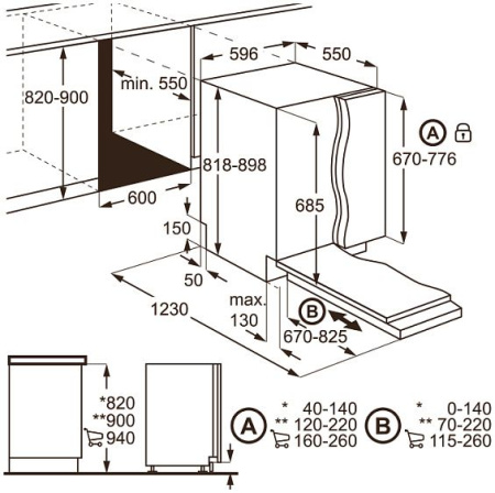 Посудомоечная машина встраиваемая полноразмерная AEG f 97860 vi1p