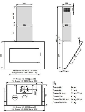 Вытяжка FALMEC CAPPA QUASAR EVO 120 P.E.CAP. CONO VETRO NERO (CQEN20.E0P2#ZZZN491F)