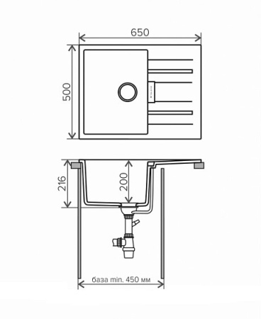 Кухонная мойка TOLERO TL-650-001 серый металлик