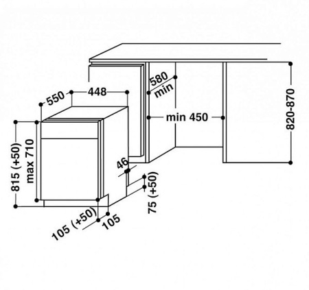 Встраиваемая посудомоечная машина WHIRLPOOL adgi 792 fd