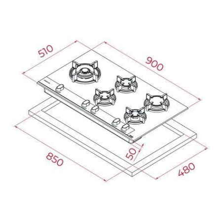 Варочная поверхность TEKA GBC 95-G1 GBC MATT BLACK (112570237)