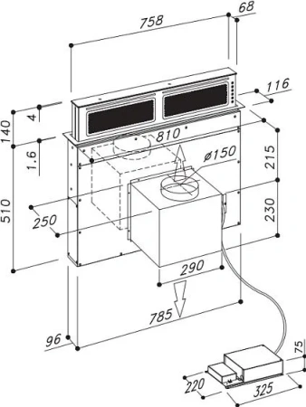 Вытяжка SIRIUS S-DD11 PUSH UP EM  B