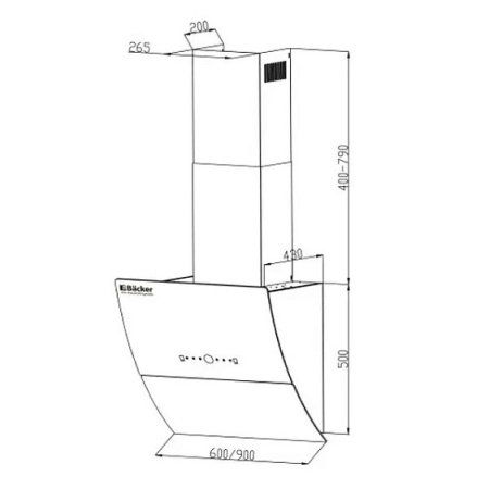 Вытяжка BACKER AH60E-THSL200C Black Glass