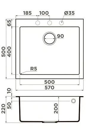 Кухонная мойка OMOIKIRI Bosen 57A-MO (4997465)