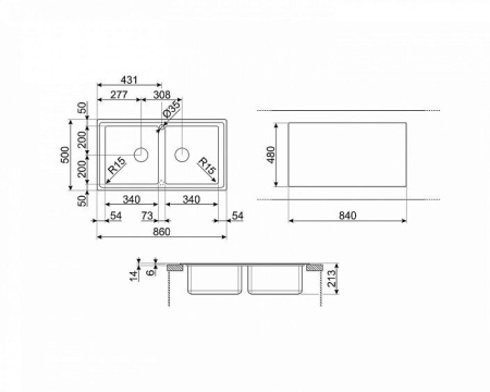 Кухонная мойка SMEG LDR862-2