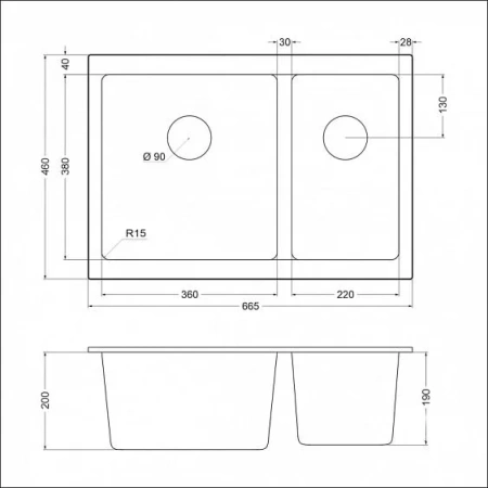 Кухонная мойка EMAR EMQ-2665.PL антрацит