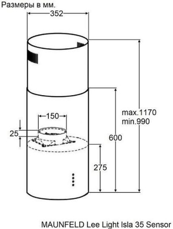Вытяжка MAUNFELD Lee Light Isla 35 Sensor черный
