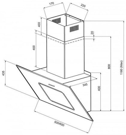 Каминная вытяжка Kronasteel Kirsa Sensor 500 white