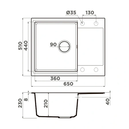 Кухонная мойка OMOIKIRI Daisen 65T-ES (4997213)
