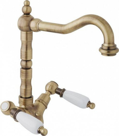 Смеситель CEZARES FIRST-LS2-02-Bi бронза/ручки белые