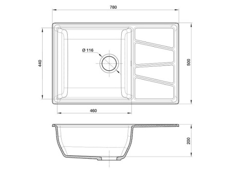 Кухонная мойка GRANFEST VERTEX GF-V-780L белый