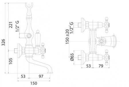 Смеситель CEZARES GOLF-VD-02-Bi бронза/ручки белые