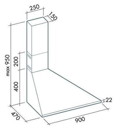 Вытяжка FALMEC TRAPEZIO 90 IX (600) пристенная левая CTRS90.E0#I461F