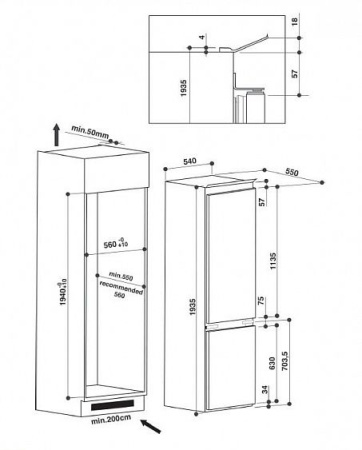 Встраиваемый холодильник WHIRLPOOL art 9811/a++/sf