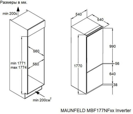 Холодильник MAUNFELD MBF177NFFWGR Inverter