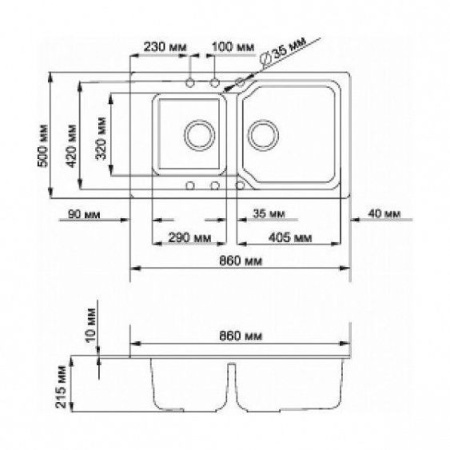 Кухонная мойка OMOIKIRI maru 86-2-be  4993285