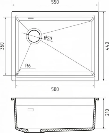 Кухонная мойка RIVELATO LINO 554-L antracite