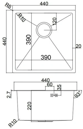 Кухонная мойка EMAR EMB-120 Satine