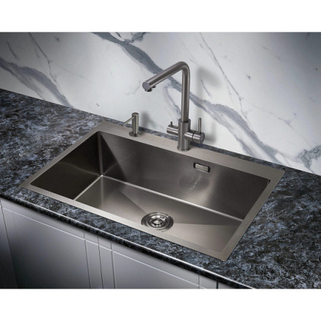 Кухонная мойка MILACIO Denia 750 Steel MC.77509 вороненая сталь