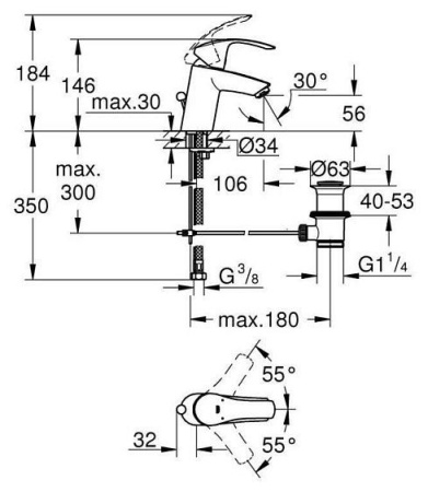 Смеситель GROHE Eurosmart 33265002
