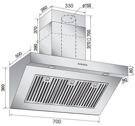 Вытяжка ILVE AGQ-70 нержавеющая сталь